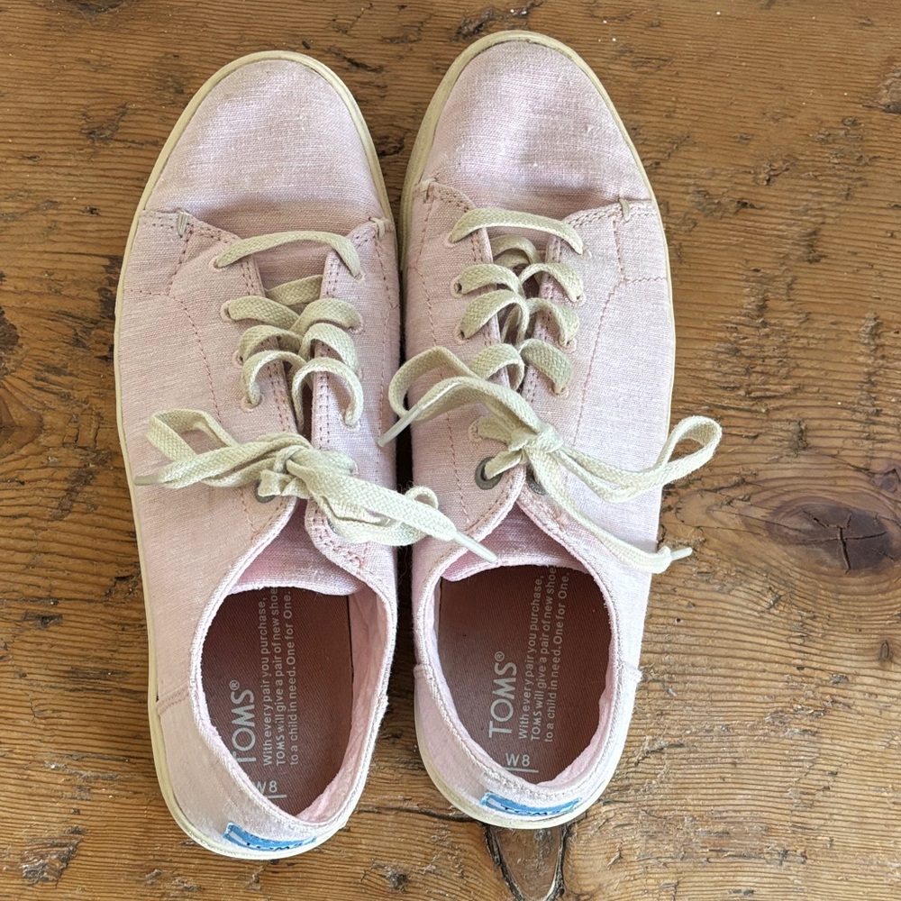 TOMS Light Pink Canvas Lace-Up Sneakers